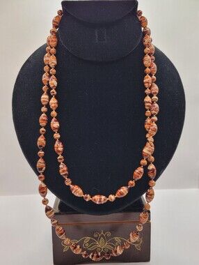 Handcrafted Swirled Earth Toned Beaded Necklace - Women Jewelry